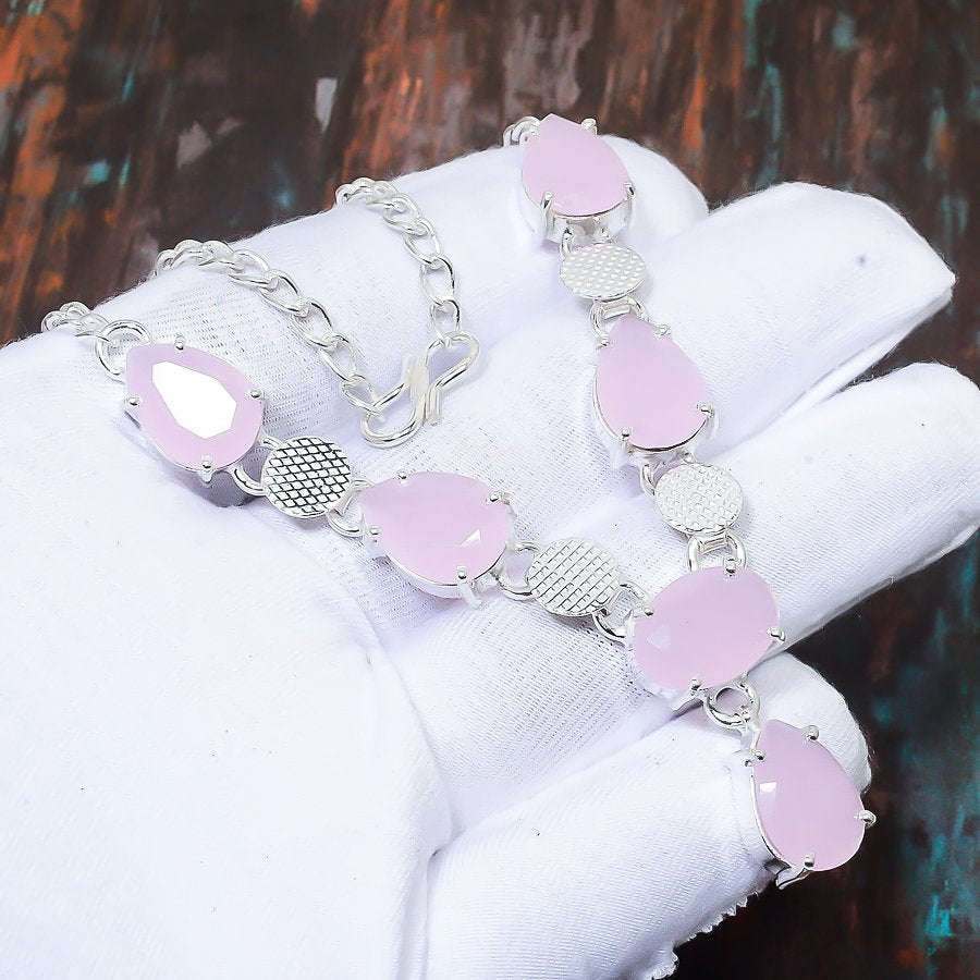 Amara’s Heart – Rose Quartz Silver Bracelet