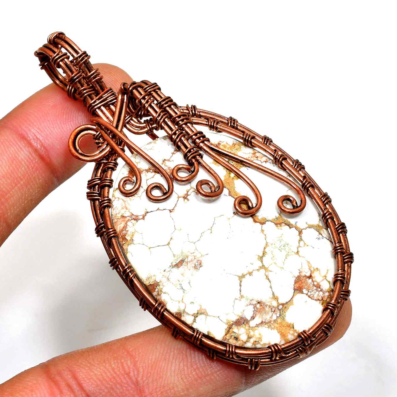 Earth’s Embrace – Copper Wire Picture Jasper Pendant