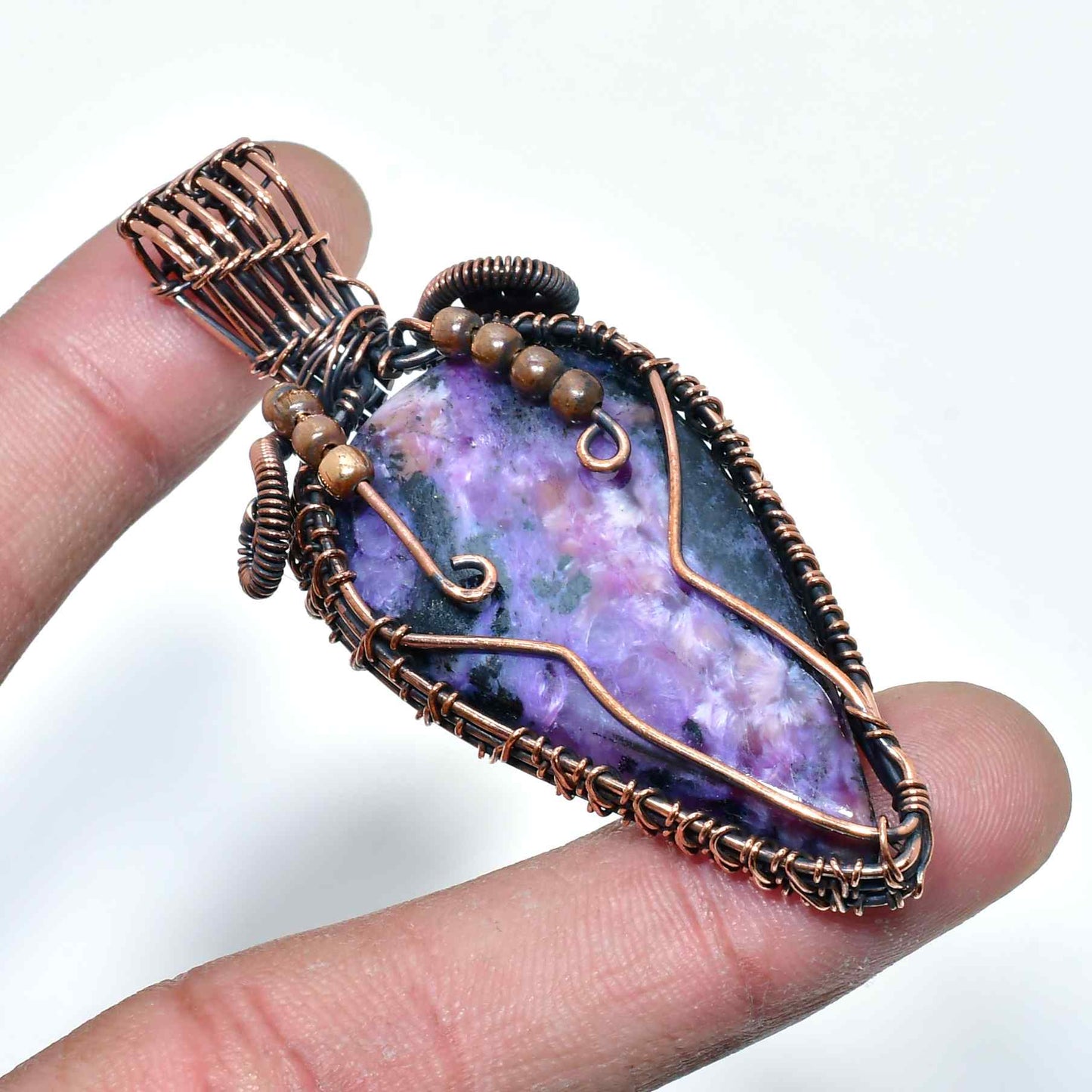 Ezra’s Veil – Mystic Amethyst Copper Pendant