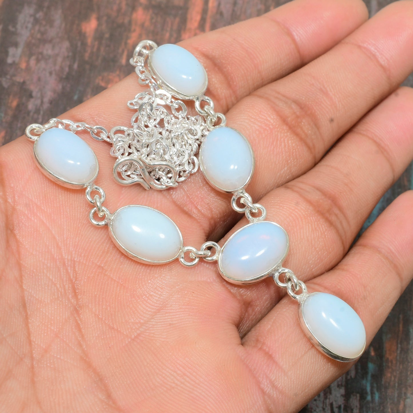 Moonlit Muse – Opal & Silver Necklace