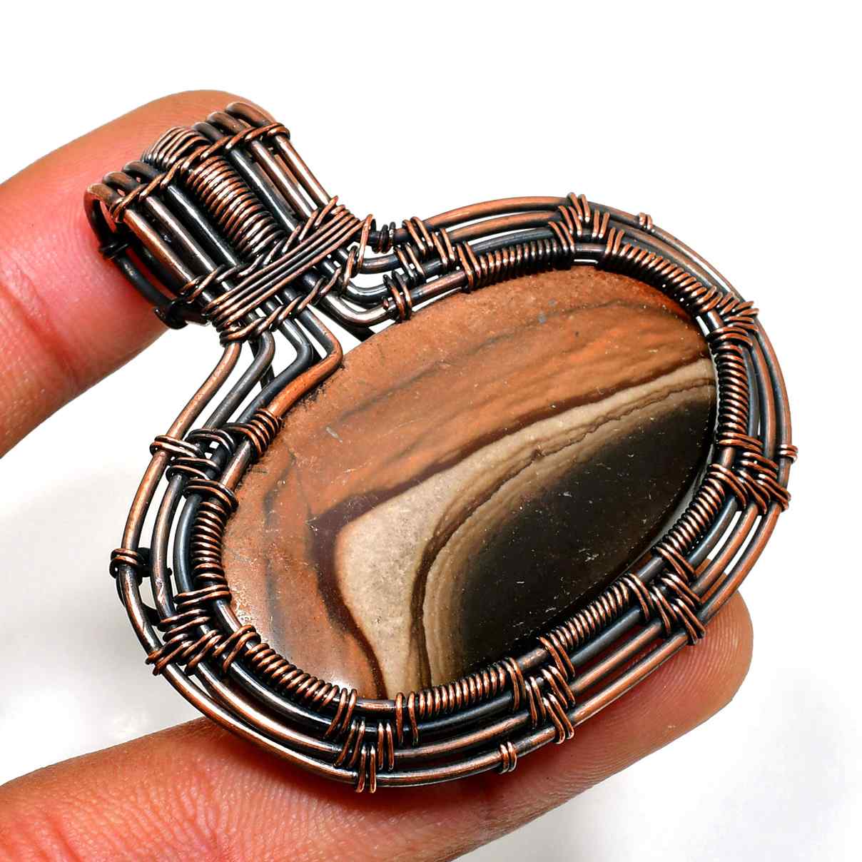 Gaia’s Balance – Agate Copper Pendant