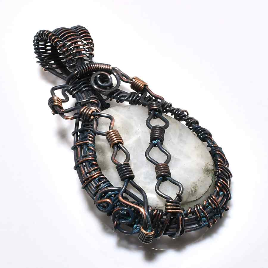Celestial Tear – Copper-Wrapped Quartz Pendant
