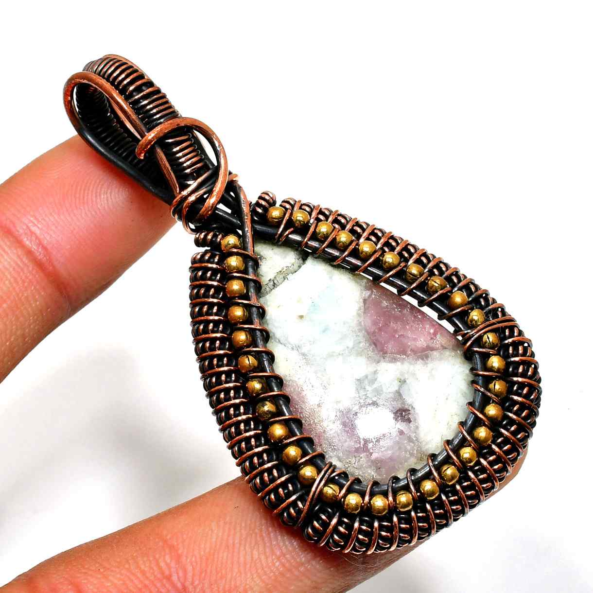 Gaia’s Embrace – Natural Stone Wire-Wrap Pendant