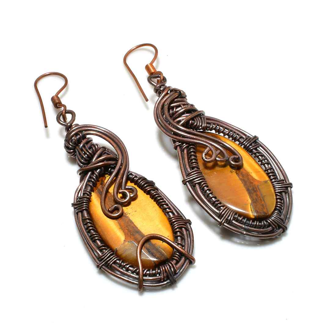 Golden Guardian – Tiger’s Eye Copper Earrings
