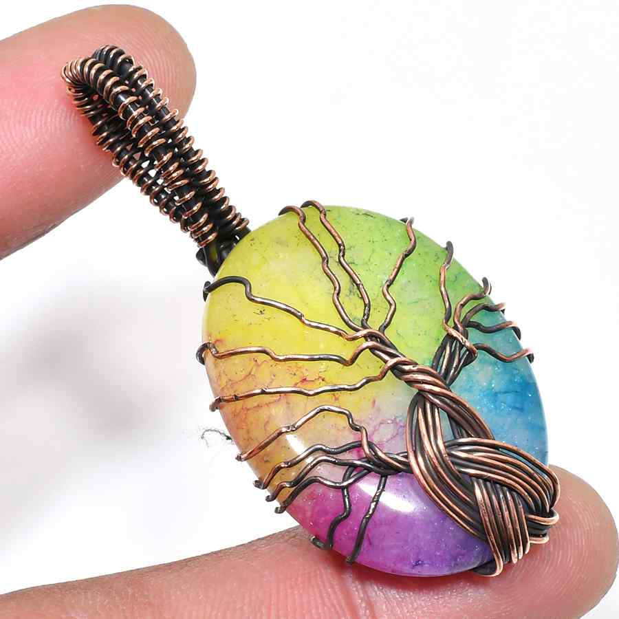 Aurora’s Tree – Rainbow Fluorite Copper Pendant