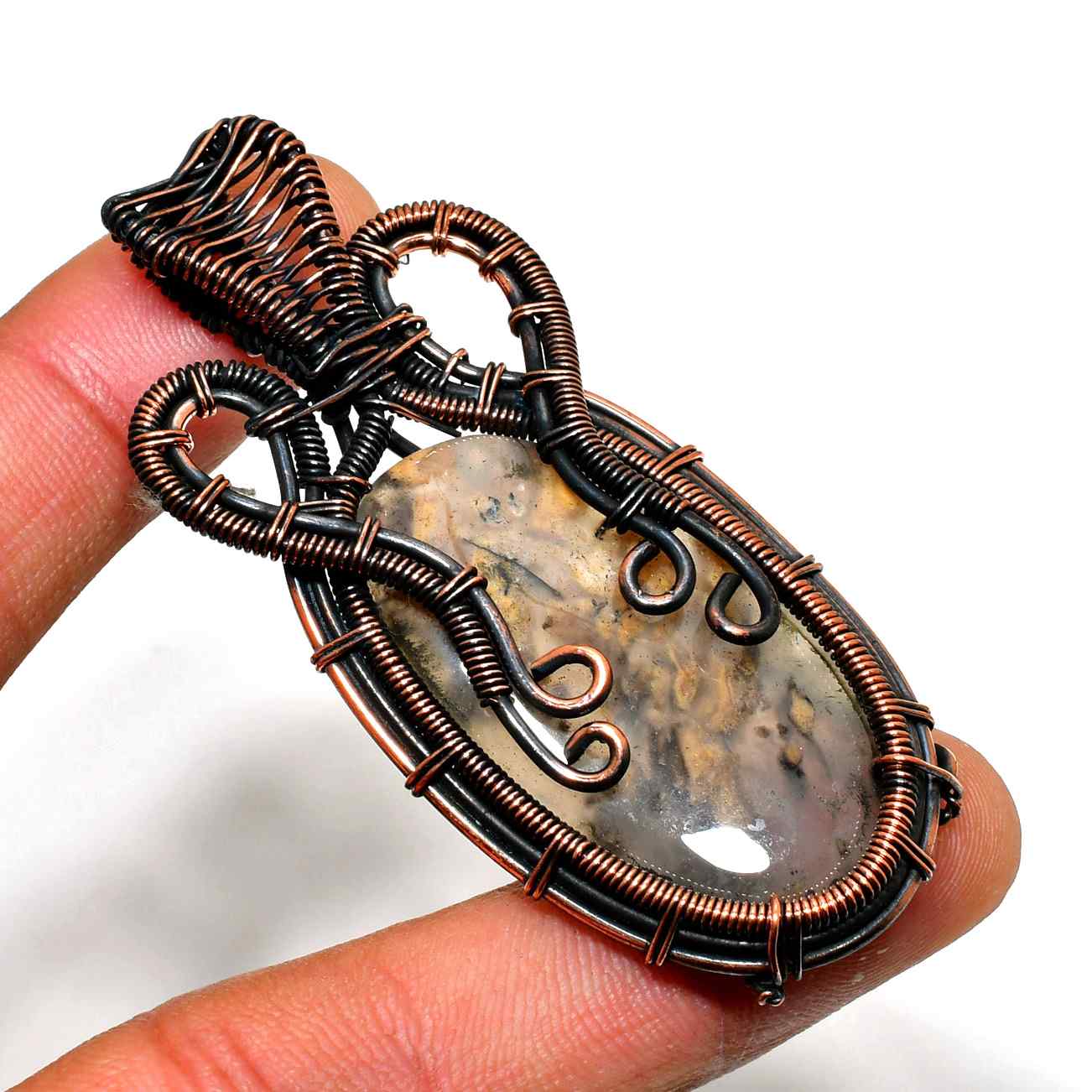 Ezra’s Veil – Jasper & Copper Pendant