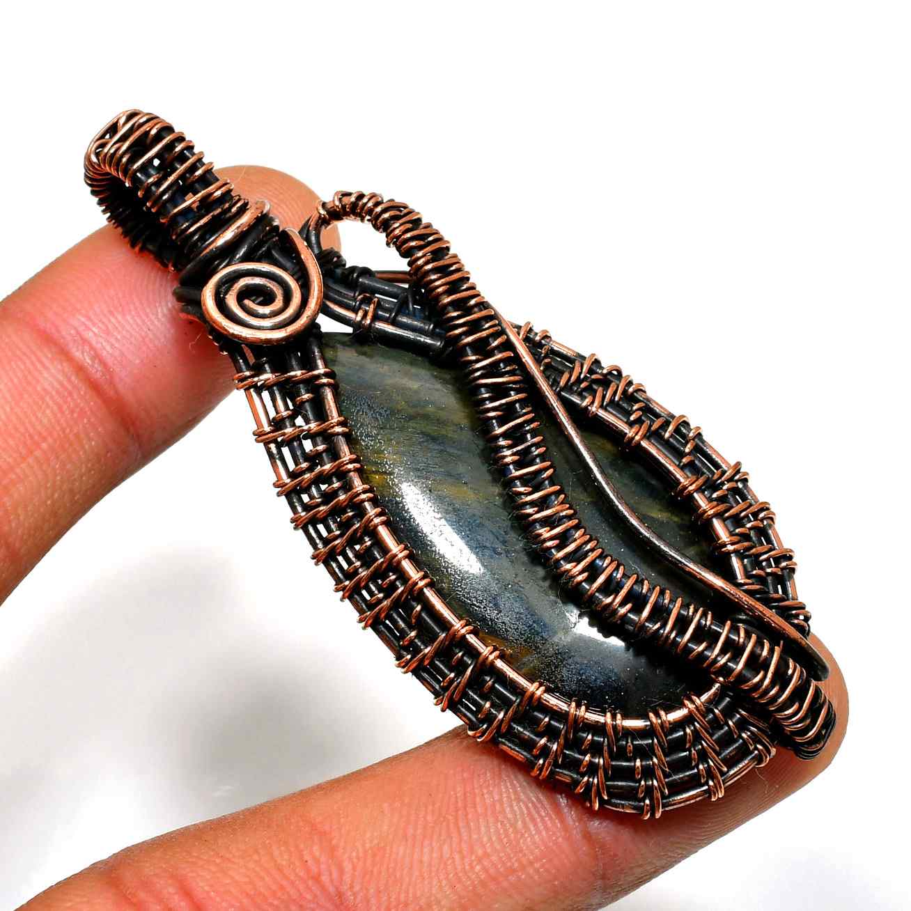 Terra’s Whisper – Copper-Wrapped Natural Stone Pendant