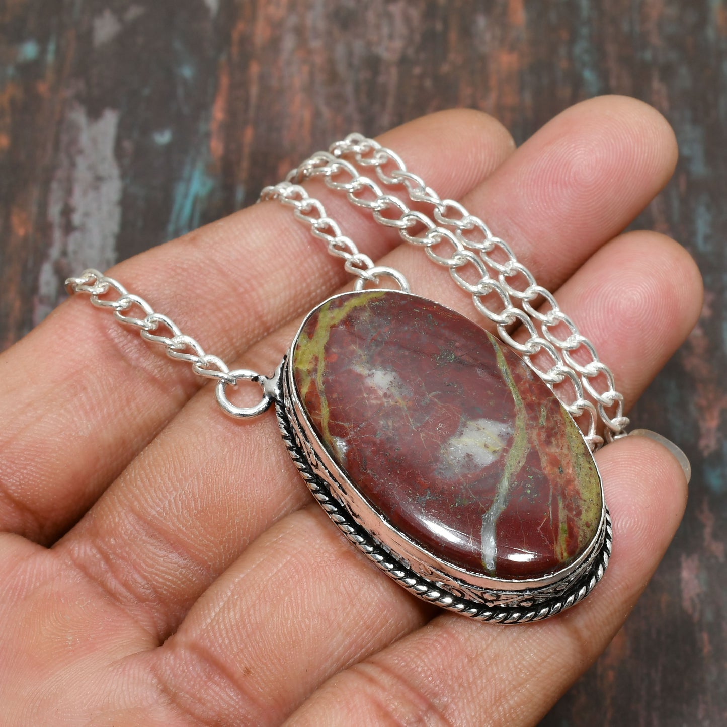 Earth’s Embrace – Red Jasper Silver Pendant