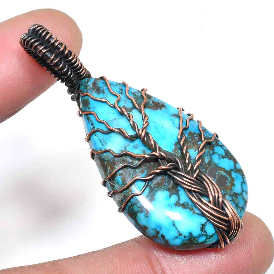 Ember’s Root – Turquoise Copper Pendant
