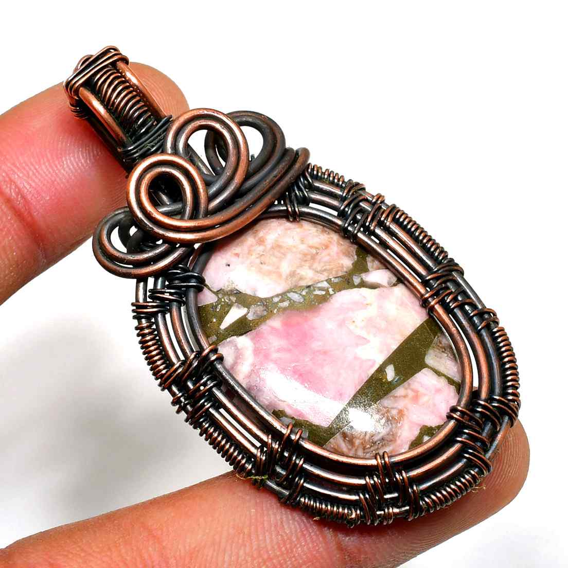 Gaia’s Embrace – Copper-Wrapped Natural Stone Pendant