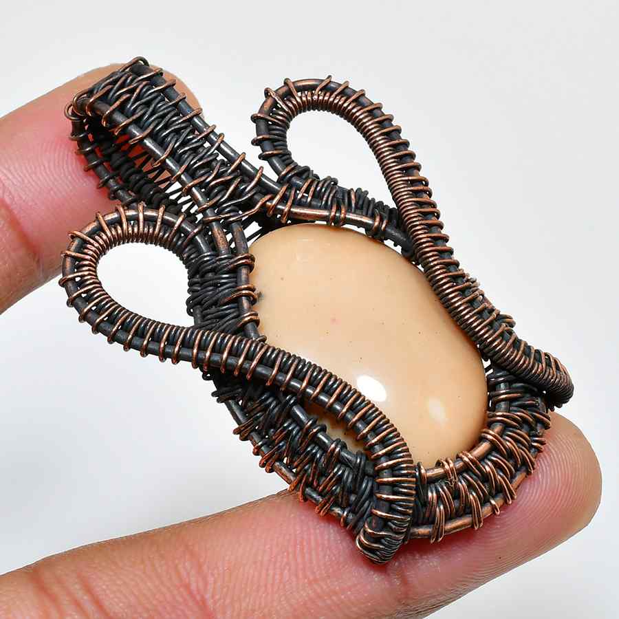 Gaia’s Embrace – Natural Stone Copper Pendant