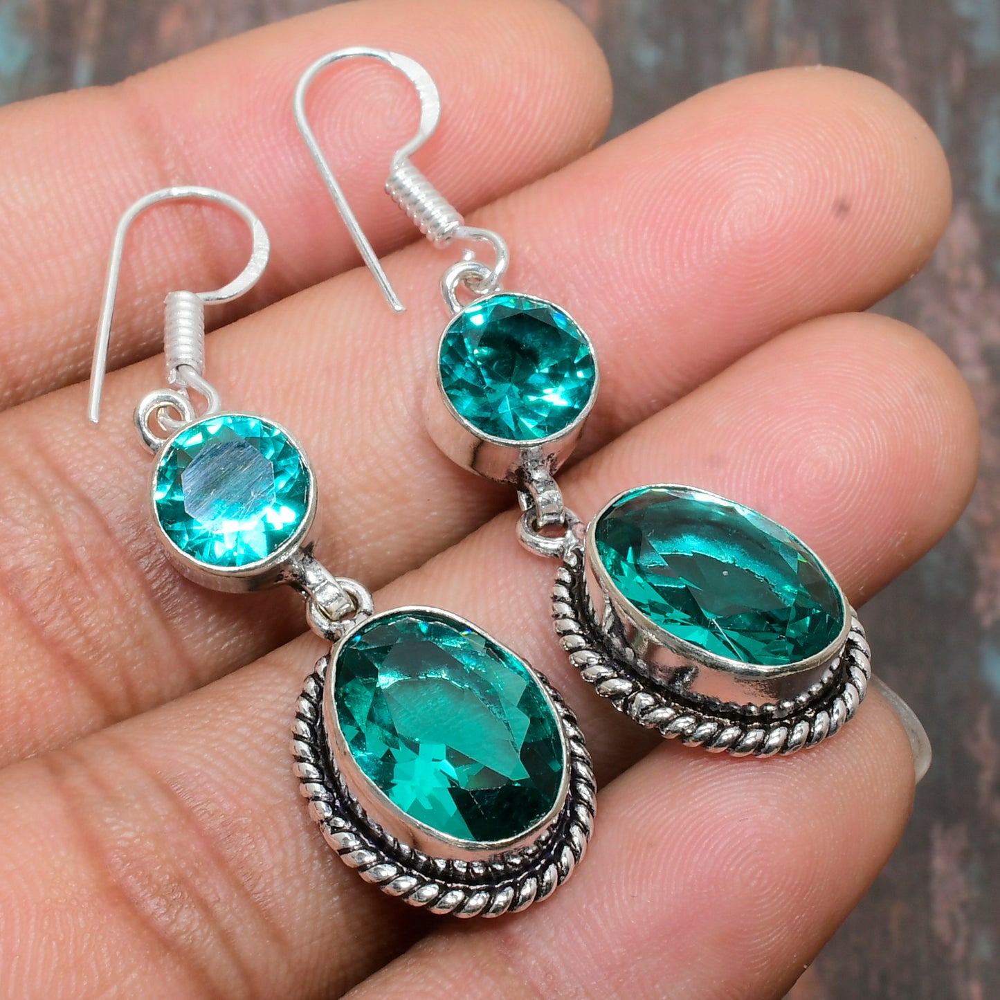 Teal Serenade – Sterling Silver Earrings