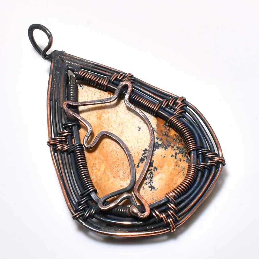 Ezra’s Veil – Natural Stone & Copper Wire Pendant
