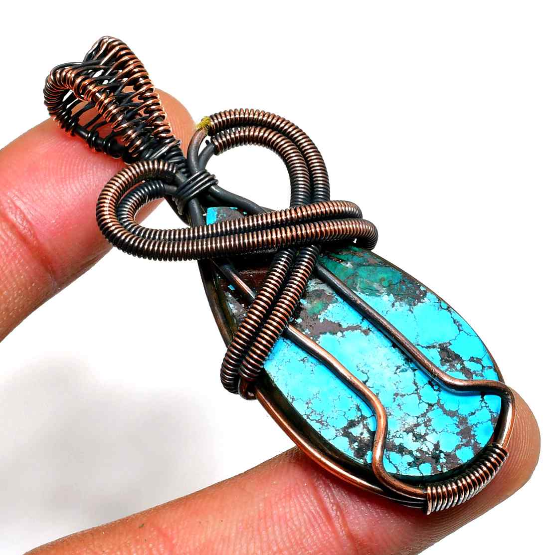 Serenity Spiral – Turquoise Copper Pendant