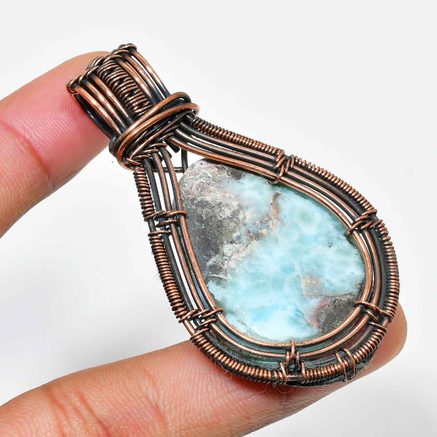 Tranquil Tide – Larimar Copper Pendant