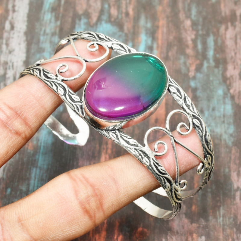 Aurora’s Harmony – Fluorite & Silver Cuff