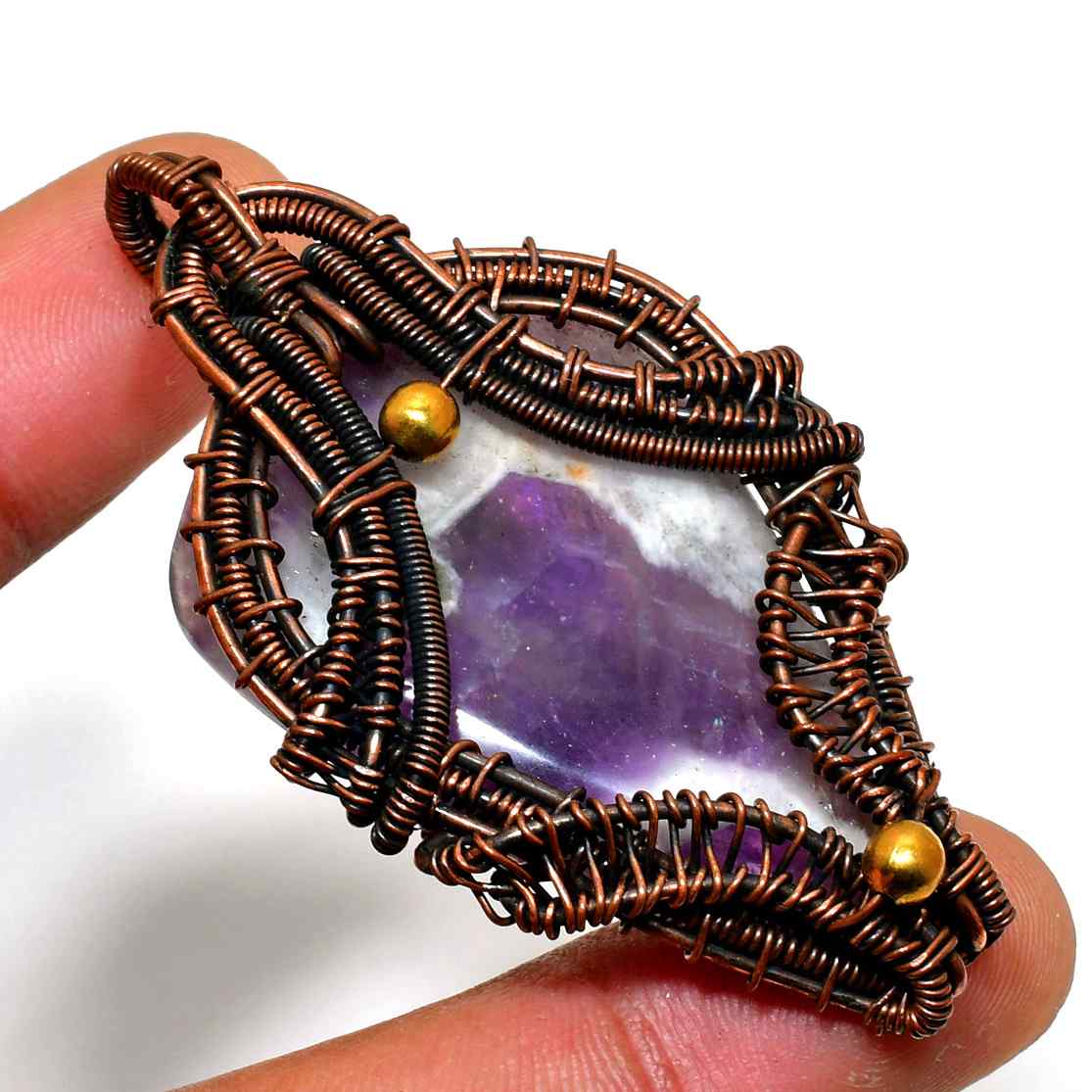 Ezra’s Veil – Amethyst Copper Pendant