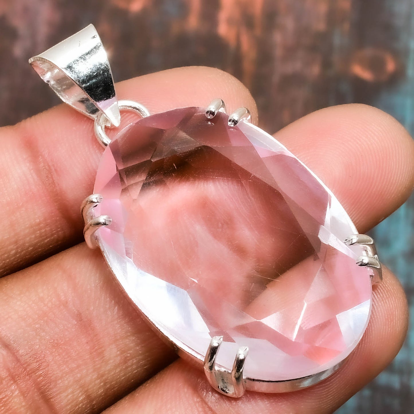 Harmony’s Heart – Sterling Silver Rose Quartz Pendant