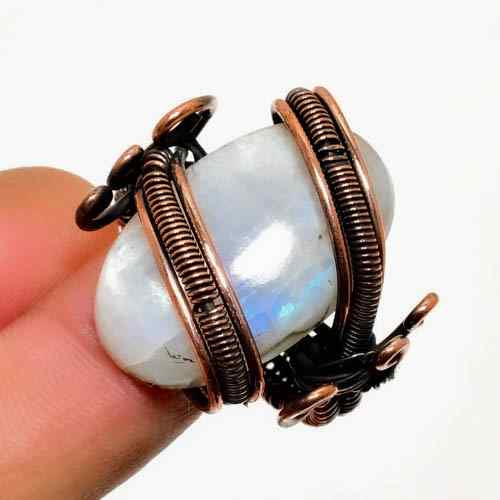 Luna’s Embrace – Oxidized Copper Moonstone Ring