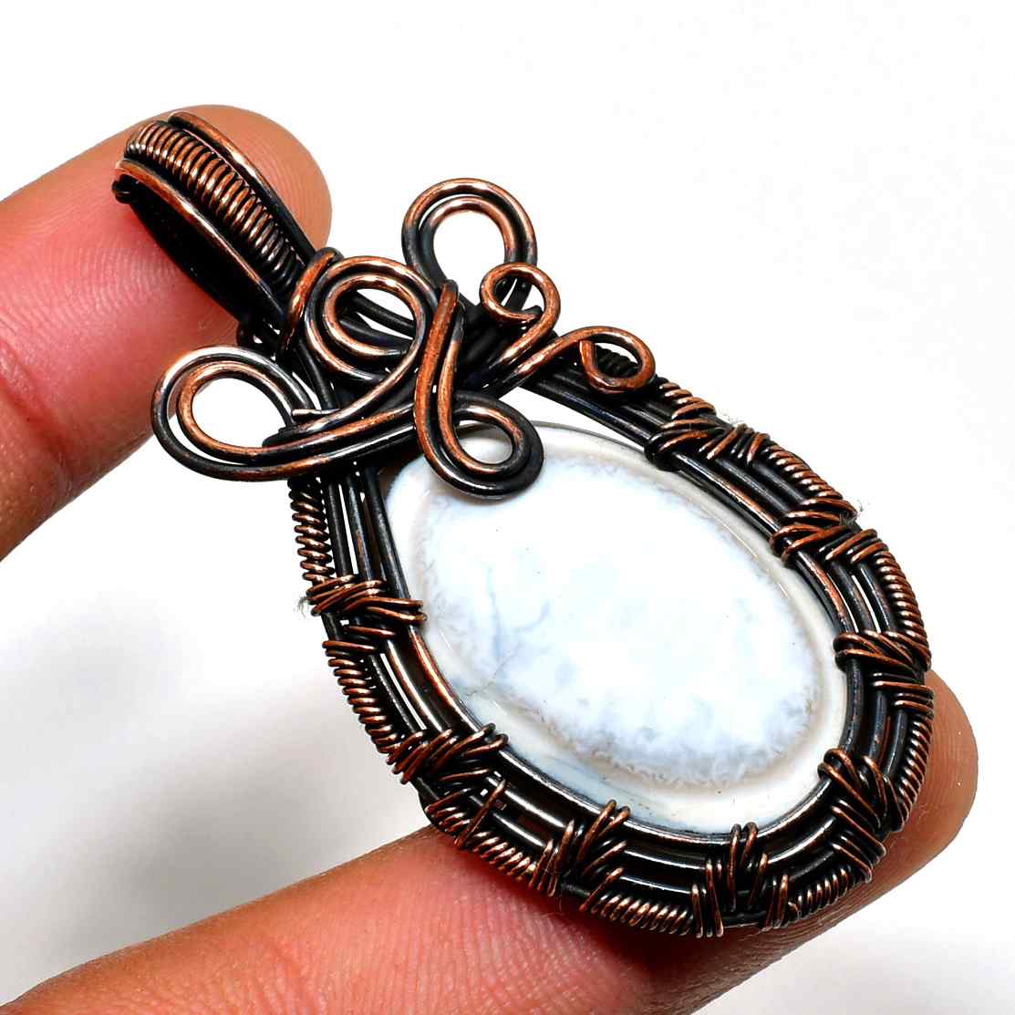 Serenity’s Whisper – Oxidized Copper Natural Stone Pendant
