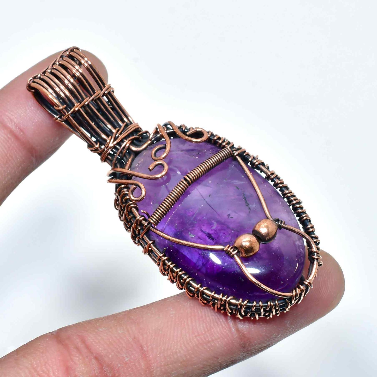 Ezra’s Veil – Mystic Amethyst Copper Pendant