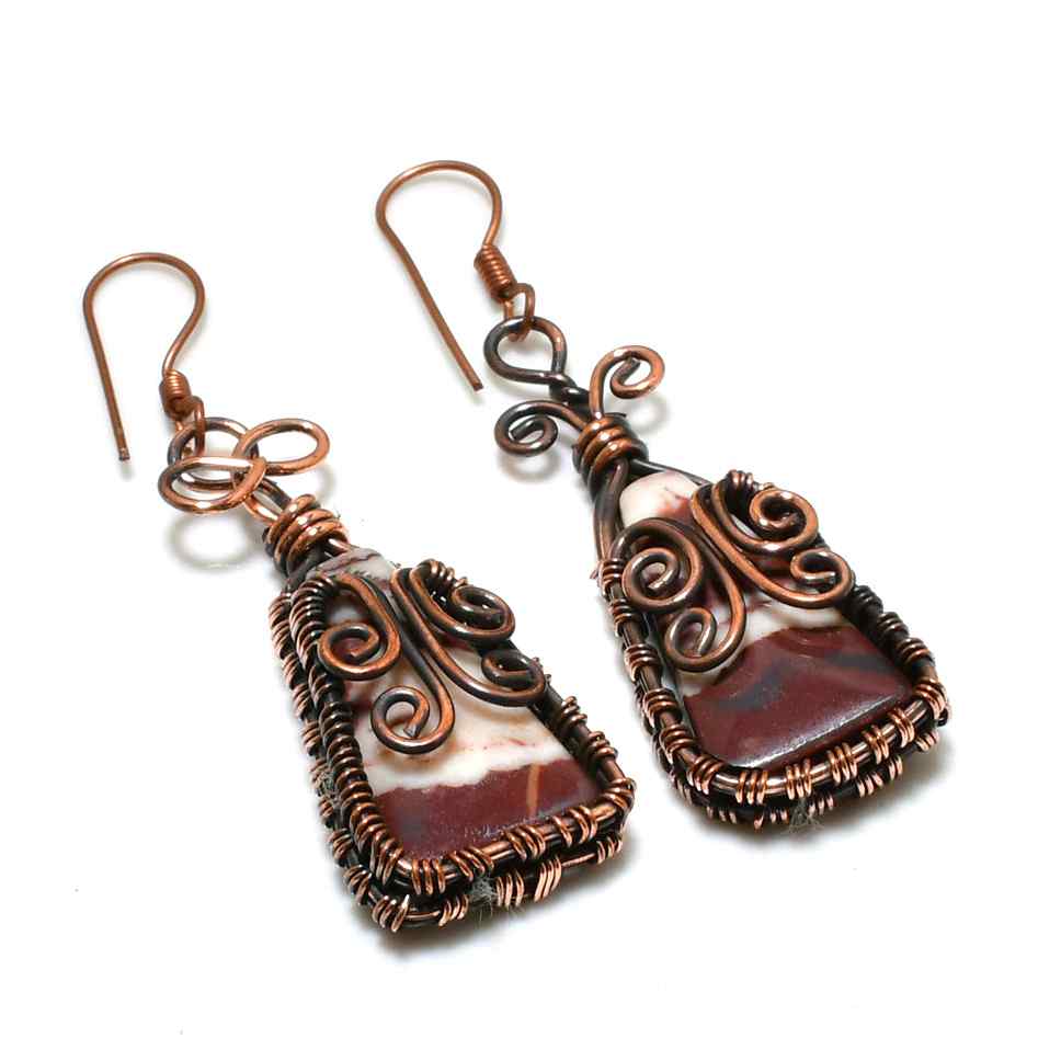 Ember’s Grace – Agate & Oxidized Copper Tribal Earrings