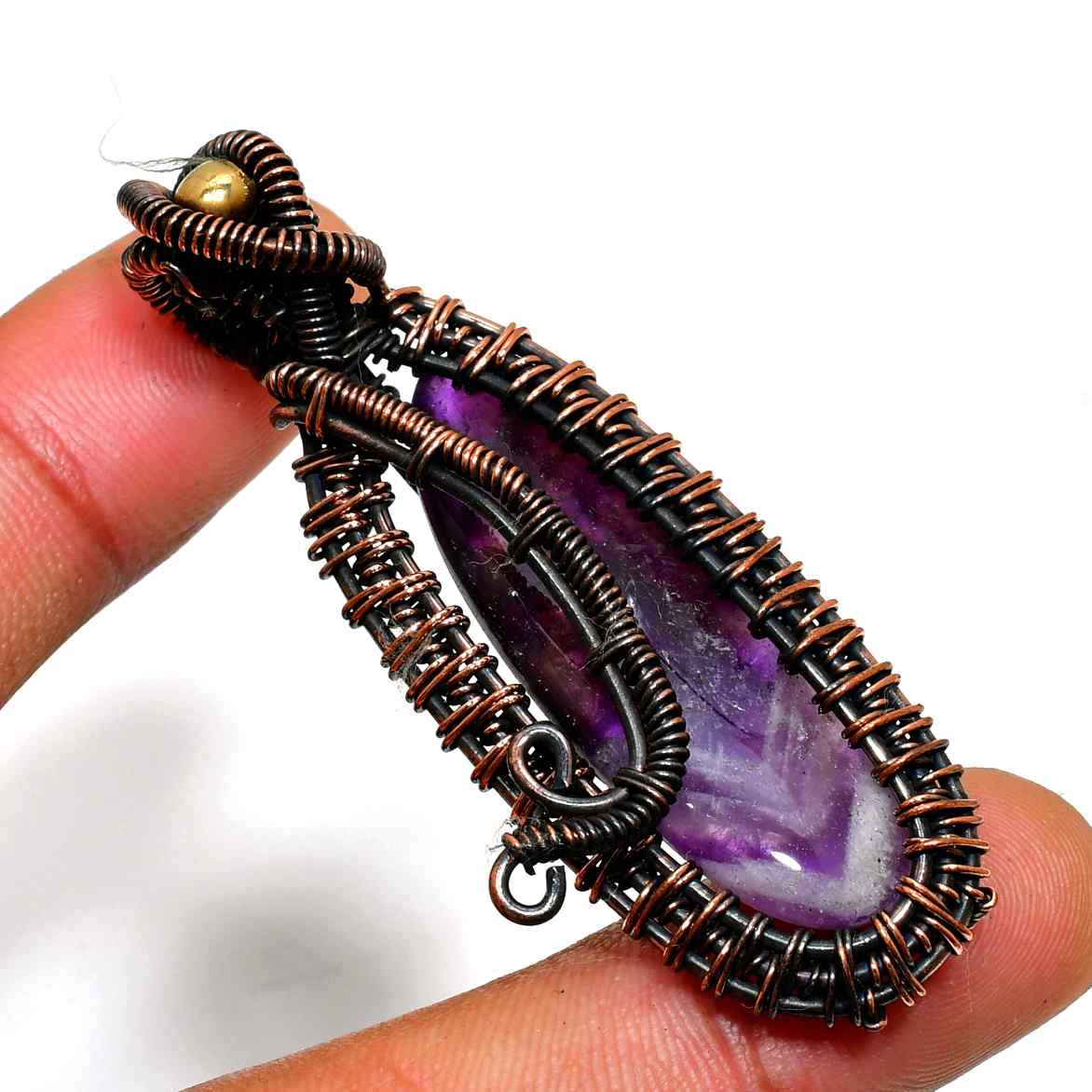 Ezra’s Veil – Amethyst & Oxidized Copper Pendant