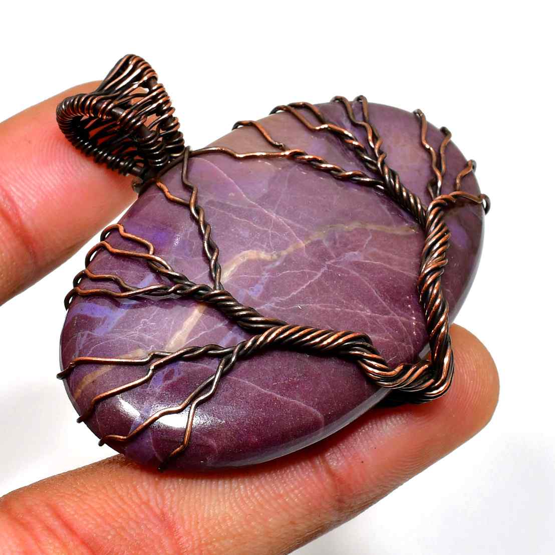 Ezra’s Veil – Amethyst & Oxidized Copper Pendant