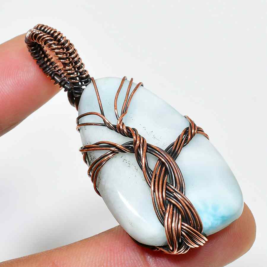Ocean’s Embrace – Larimar Copper Pendant