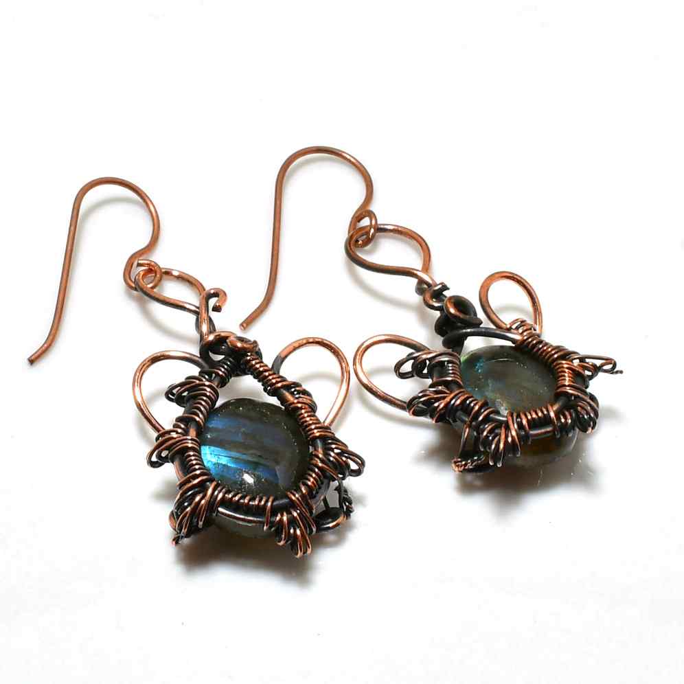 Selene’s Shimmer – Labradorite Copper Earrings