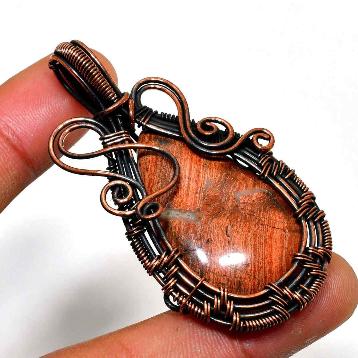 Gaia’s Embrace – Jasper Copper Pendant