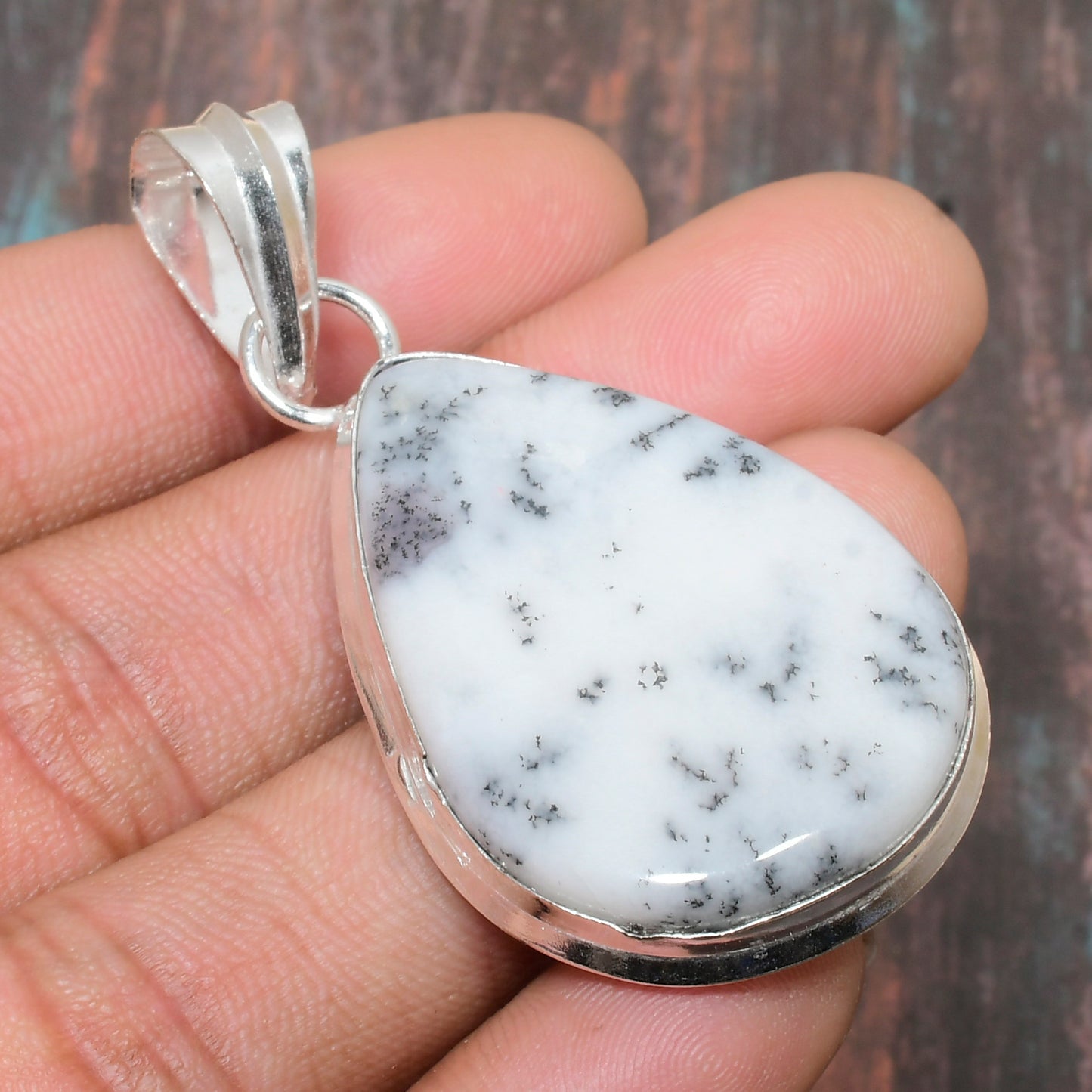 Arctic Reflection – Snowflake Obsidian & Silver Pendant