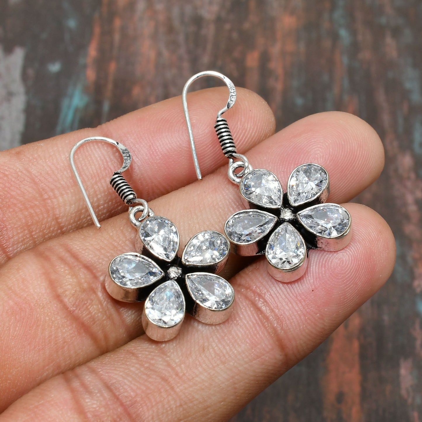 Aurora Bloom – Silver Crystal Earrings