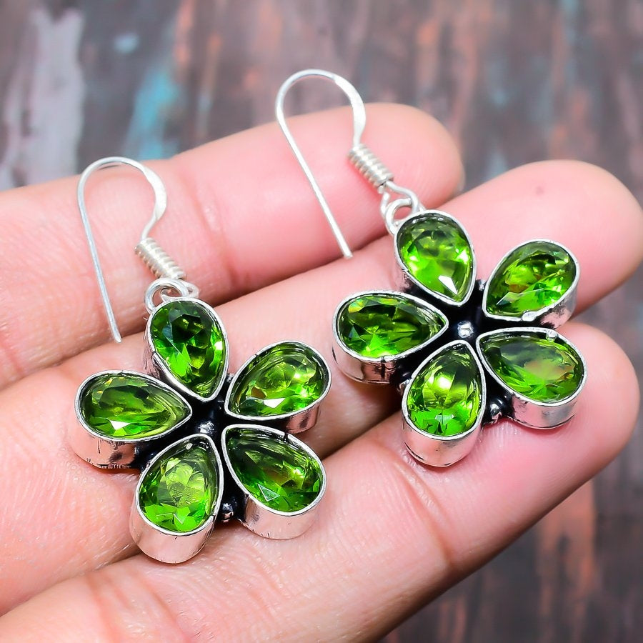 Verdant Bloom – Peridot Sterling Silver Earrings