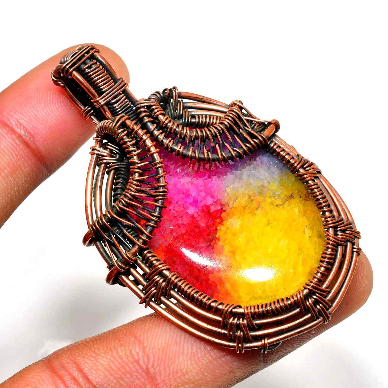 Sunset Dreams – Antique Copper Crystal Pendant