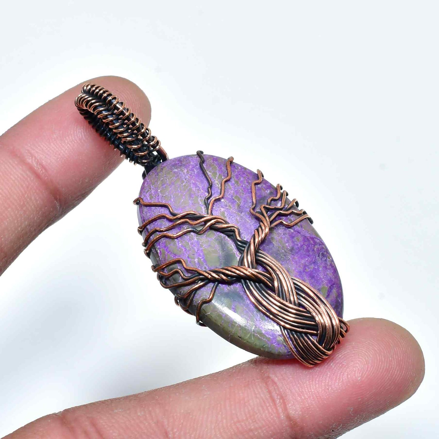 Ezra’s Veil – Amethyst & Oxidized Copper Pendant