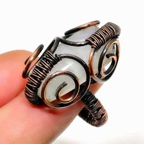 Selene’s Whisper – Oxidized Copper Moonstone Ring