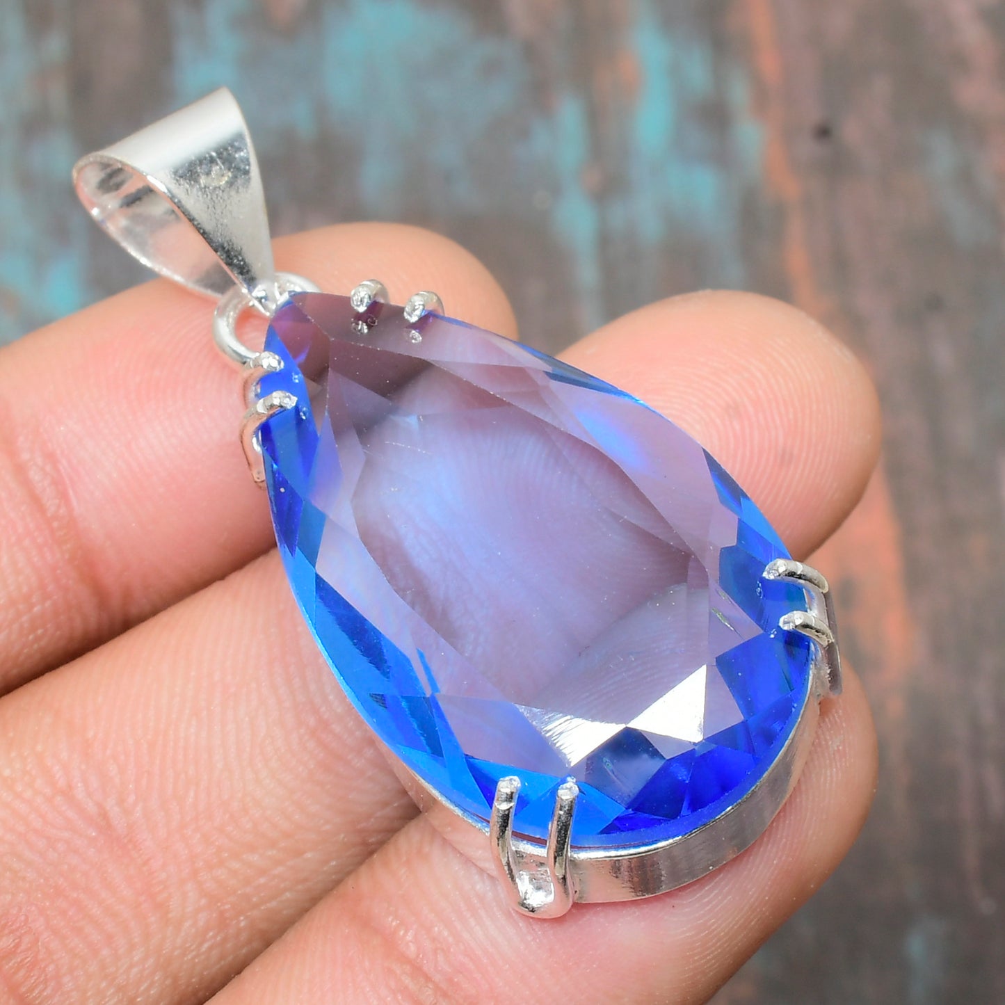Tranquil Essence – Blue Quartz & Sterling Silver Pendant