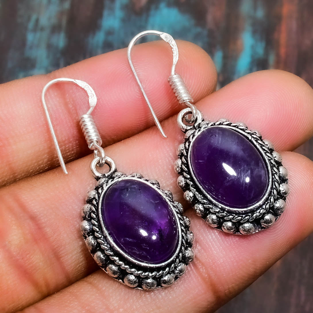 Celestial Grace – Amethyst Silver Earrings