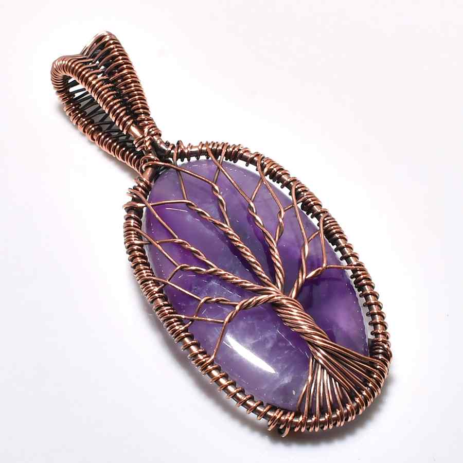 Ezra’s Veil – Oxidized Copper Amethyst Pendant