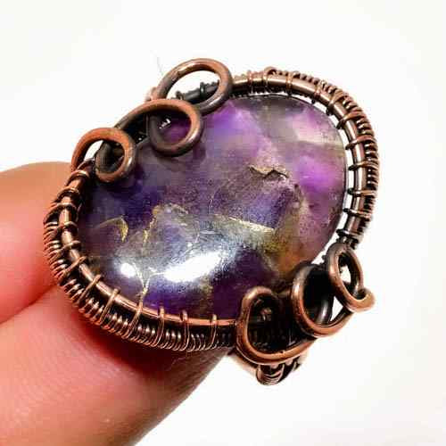 Tranquil Aura – Oxidized Copper Amethyst Ring