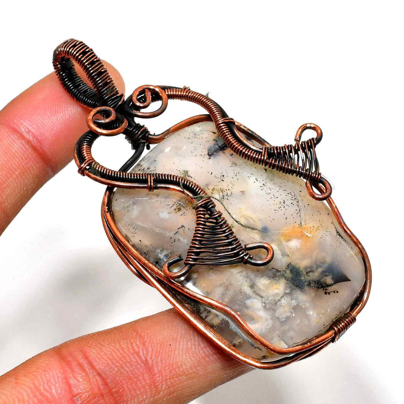 Celestial Harmony – Natural Agate & Copper Pendant