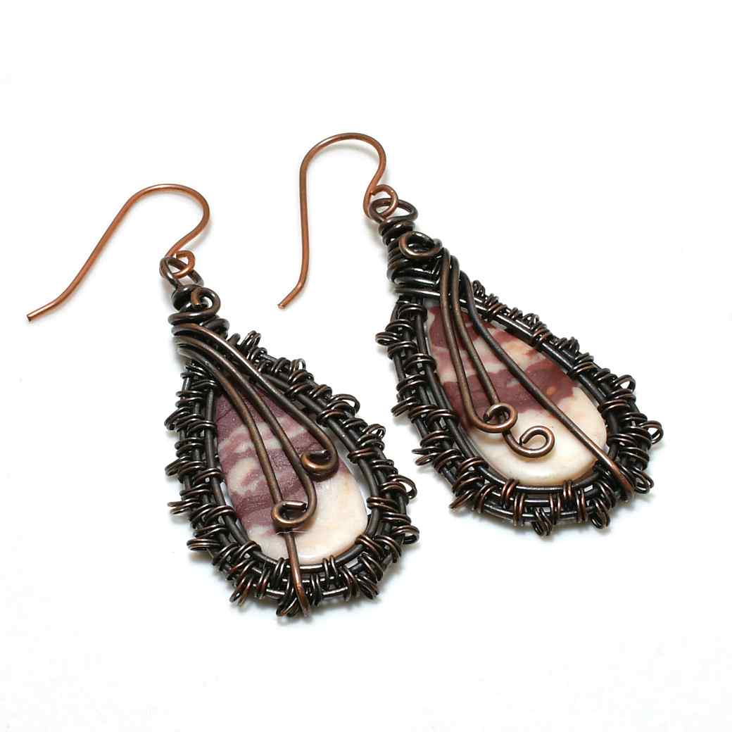 Ember’s Muse – Oxidized Copper Gemstone Earrings