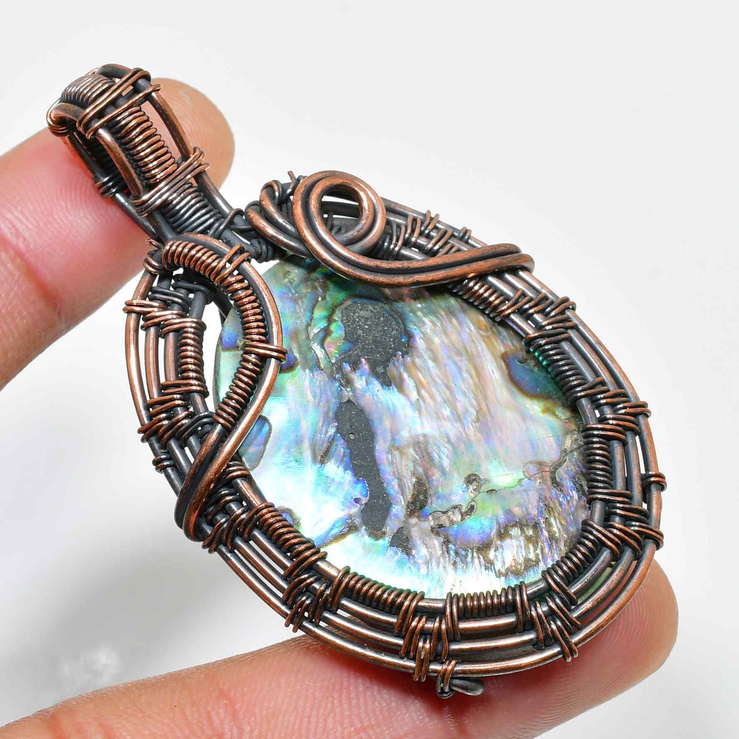 Ocean’s Embrace – Abalone Copper Pendant
