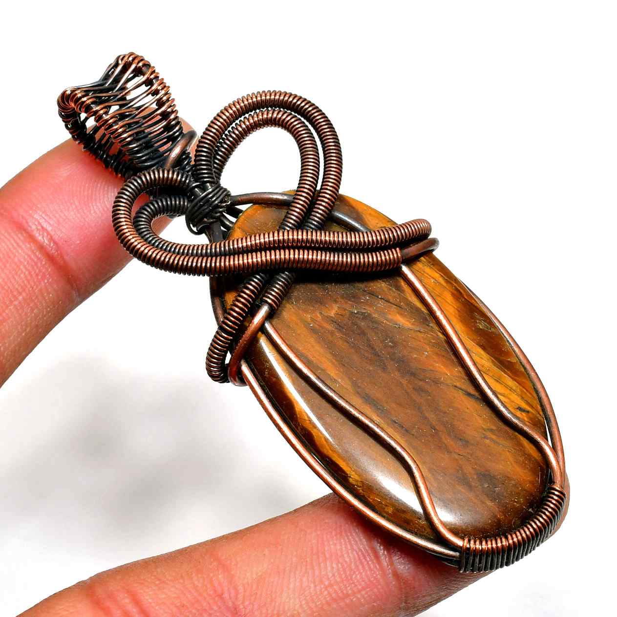 Lionheart’s Gaze – Tiger’s Eye Copper Pendant