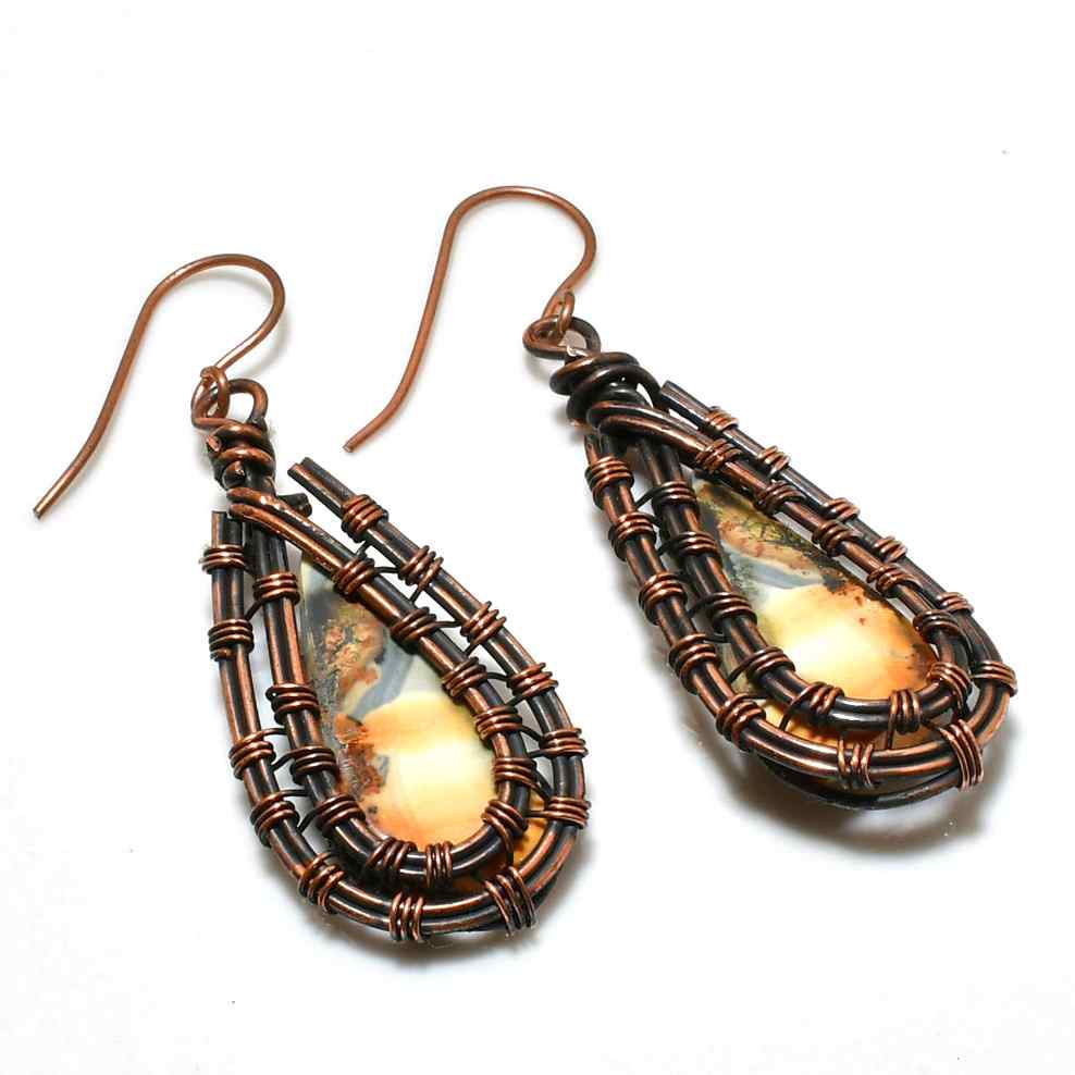 Gaia’s Embrace – Agate Copper Earrings