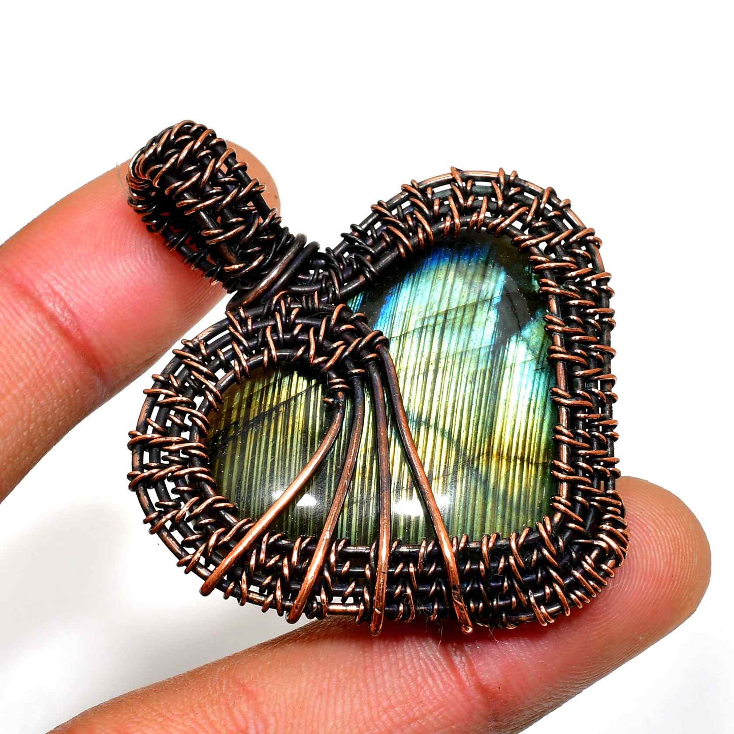 Elysian Heart – Oxidized Copper Amethyst Pendant