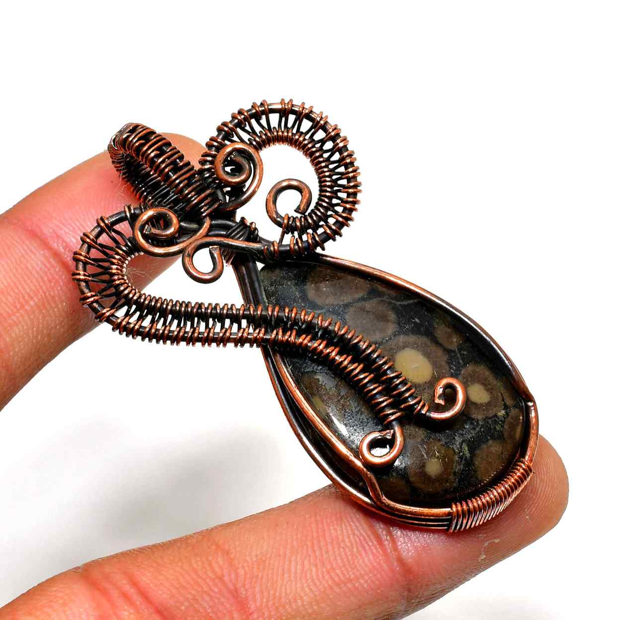 Earth’s Embrace – Copper Wrapped Grounding Gemstone Pendant