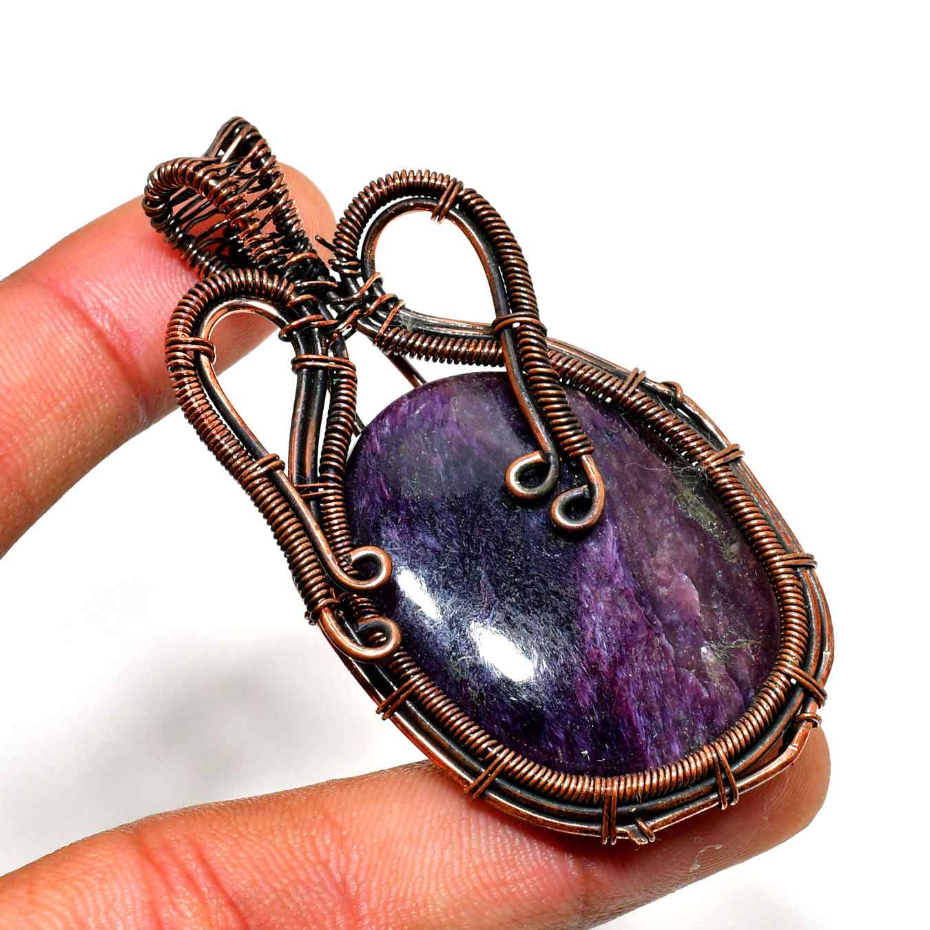 Luna’s Harmony – Copper-Wrapped Amethyst Pendant