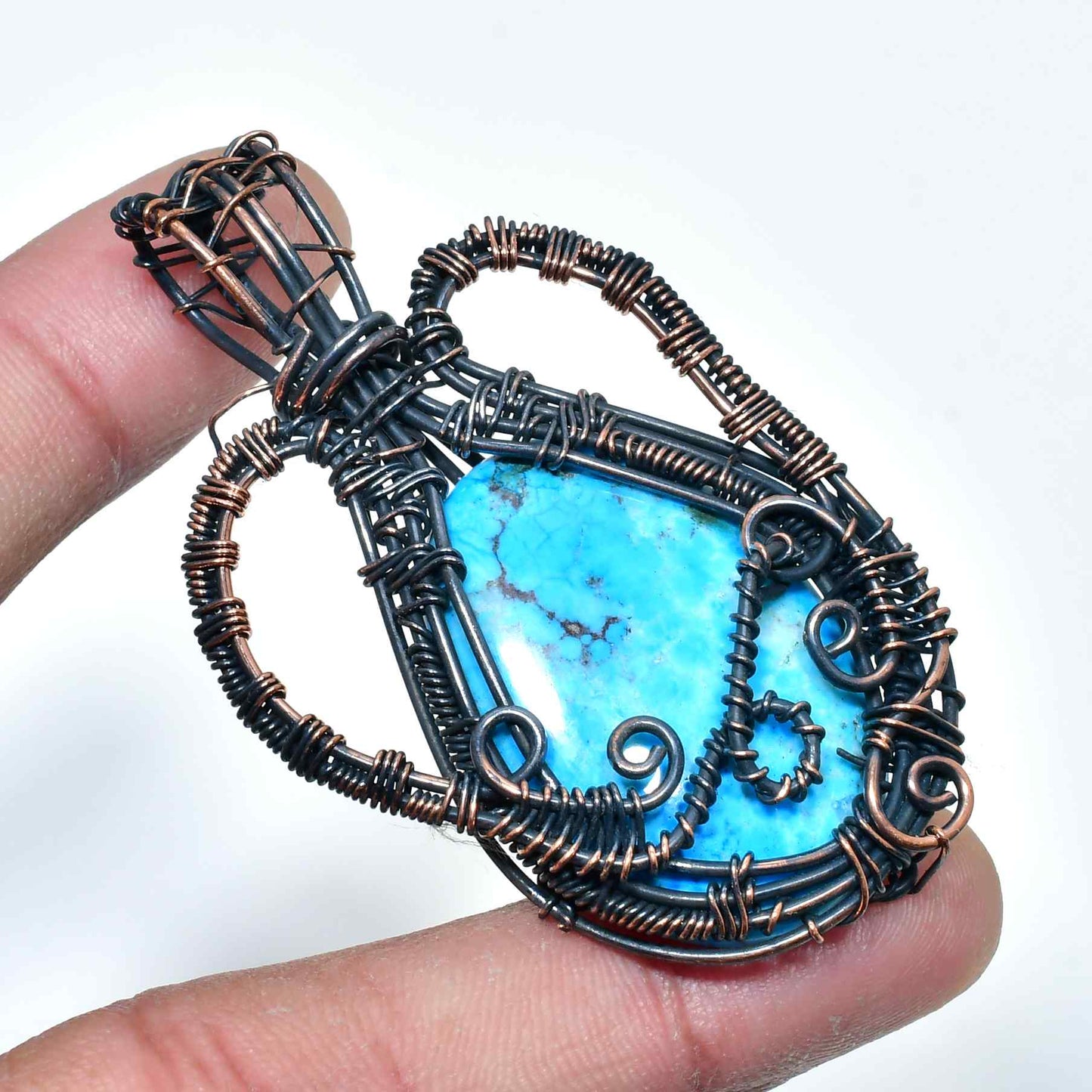 Ocean’s Whisper – Turquoise & Copper Wire Pendant